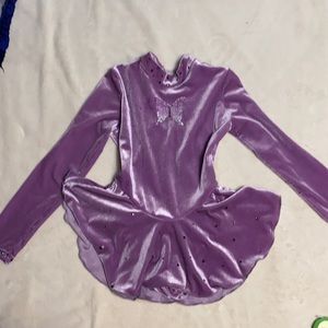 Purple velvet figure skating dress